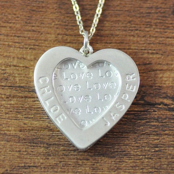 Items similar to Personalized Engraved Heart Necklace Sterling Silver
