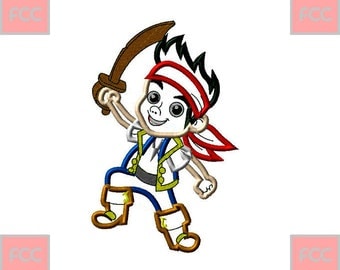Jake Pirate Applique Machine Embroidery Design in 2 sizes **INSTANT DOWNLOAD**
