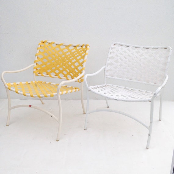 Brown Jordan Yellow Mid Century Modern Patio Lounge Chairs