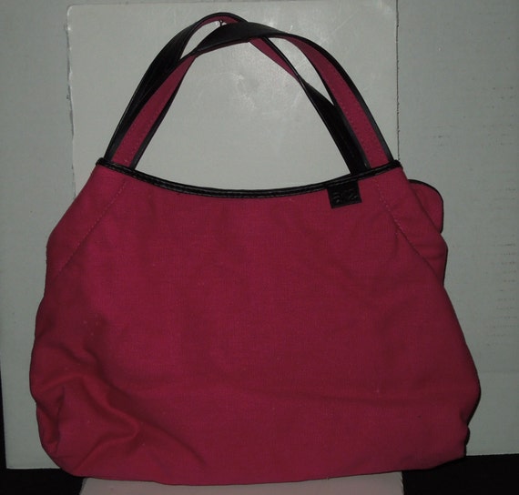 Vintage Anne Klein 2 Pink Fabric Handbag Purse with Rainbow