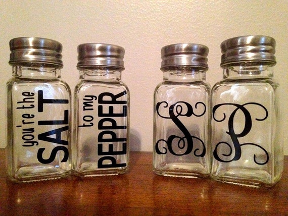 Personalized Salt and Pepper Shakers Vine Script You're