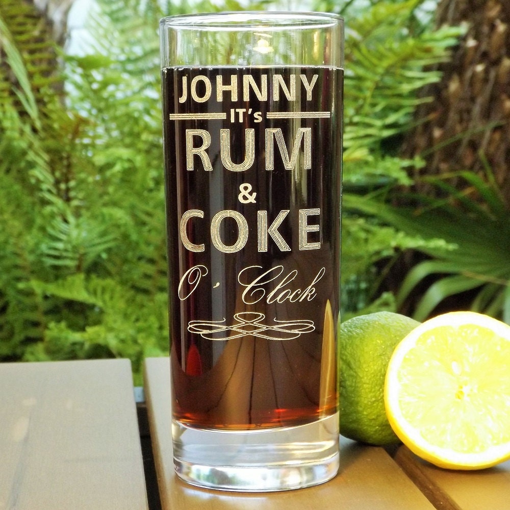 Personalised Engraved Rum & Coke O'Clock Glass Drinks