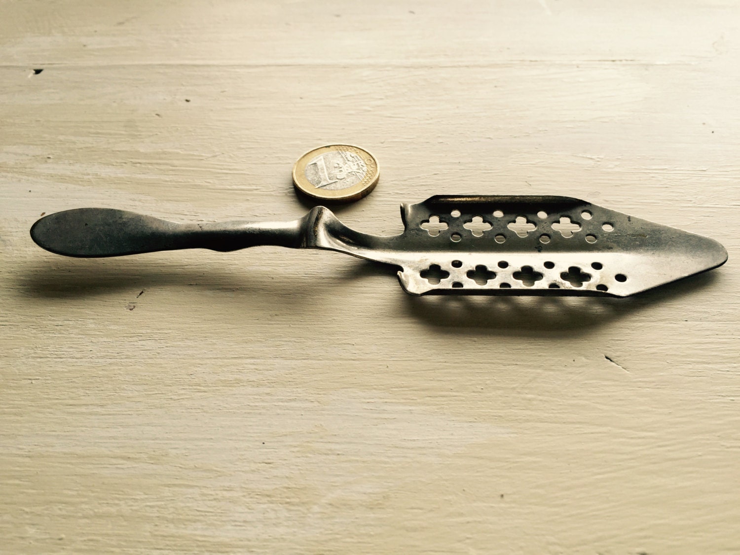 Vintage French Absinthe spoon. Antique silver metal. Original