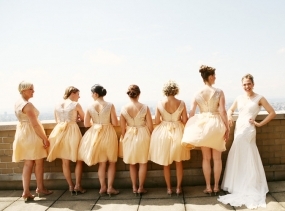 Bridesmaid dress / Gold champagne sequin boat neck chiffon bridal party nude blush metallic chiffon skirt