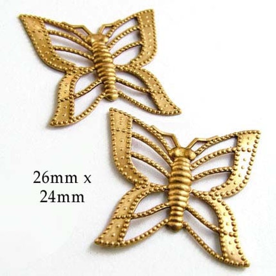 golden brass filigree butterfly charms