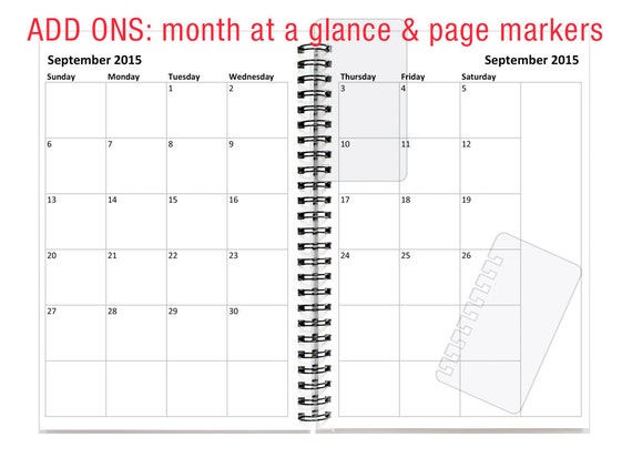 Add-on Month-at-a-glance and page marker for by GreenChairPress