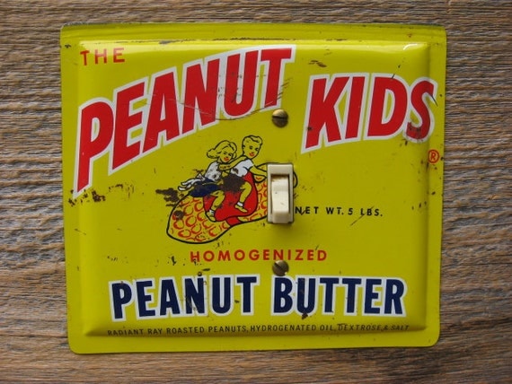 Vintage 1950s Peanut Kids Peanut Butter Tin Pail by tincansally