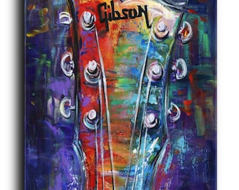 Gallery Canvas and Fine Art Prints Gibson Guitar Painting Guitar Art Musical Instrumental Colorful Elena