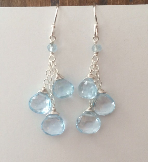 Sky Blue Topaz Earrings Blue Gemstone Earrings Sterling by kabyco