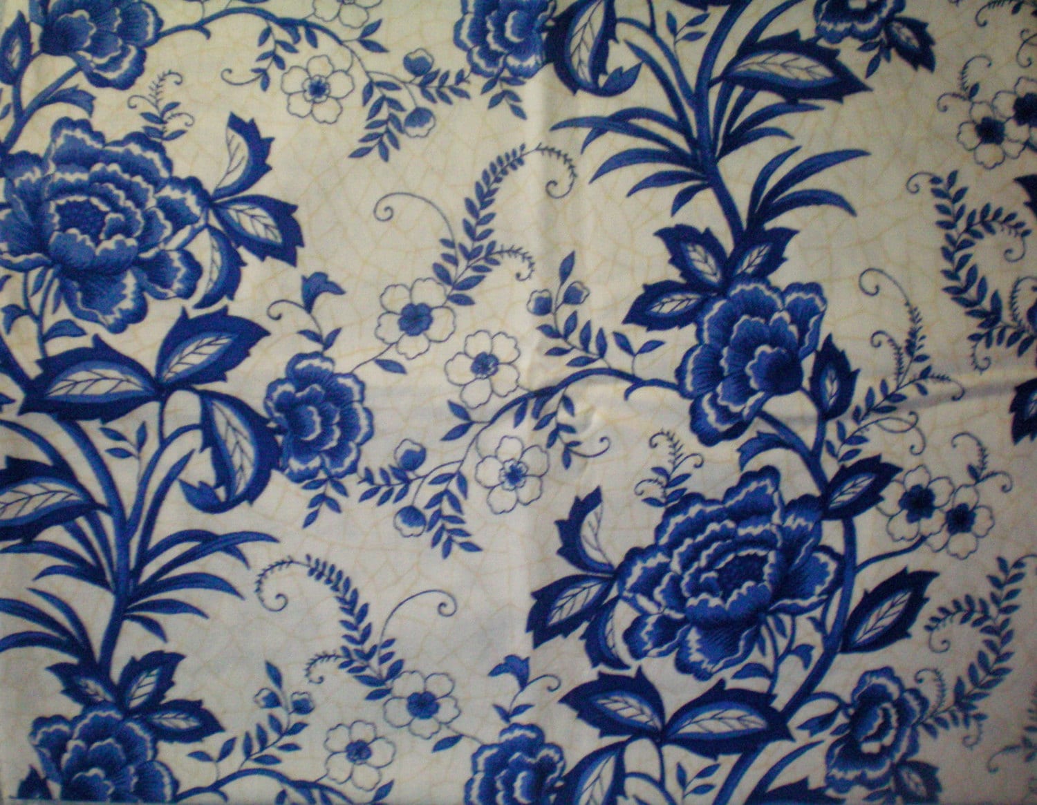 Royal Blue Fabric and White Elegant Rose Fabric Floral Fabric