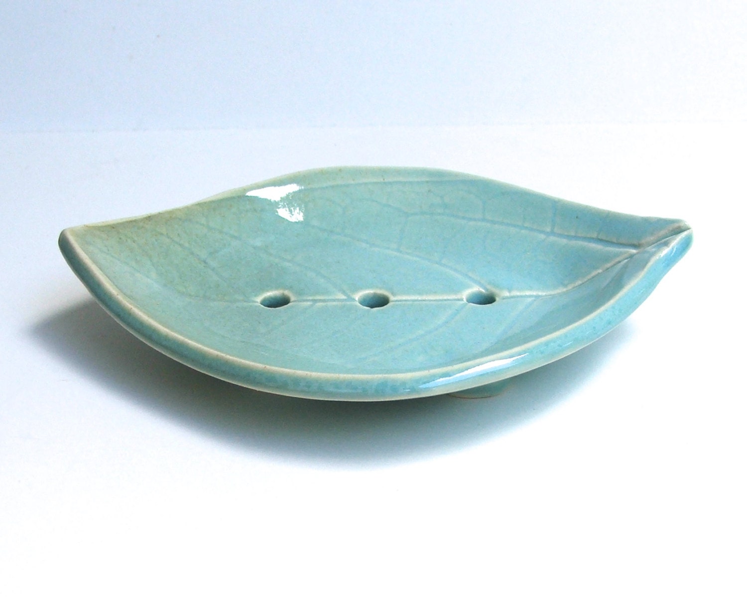 Ceramic Soap Dish Footed Persimmon Leaf Hand Built by sumiko2