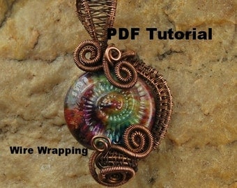 Wire Wrapping Tutorial, Wire Wrapped Pendant, Wire Tutorial, Pendant, Lesson, PDF File, Ammonite,T125 by CC Design