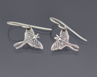 Luna Moth Earrings, sterling silver earrings, actias luna, dainty earrings, luna moth jewelry