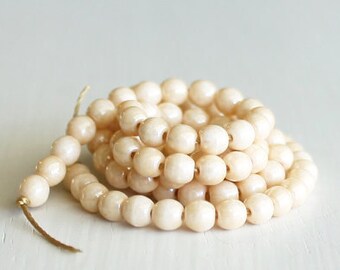 100 Opaque Champagne Luster Czech Glass Rounds 4mm