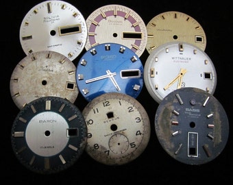 Vintage Antique Watch Dials Steampunk Faces Parts Altered Art Industrial A 93