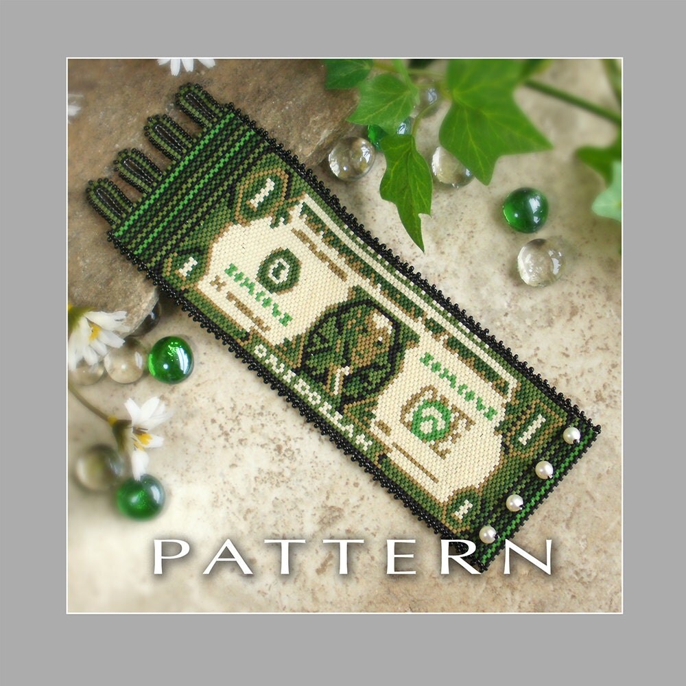 Peyote Beading Pattern One Dollar Bill Bracelet Cuff