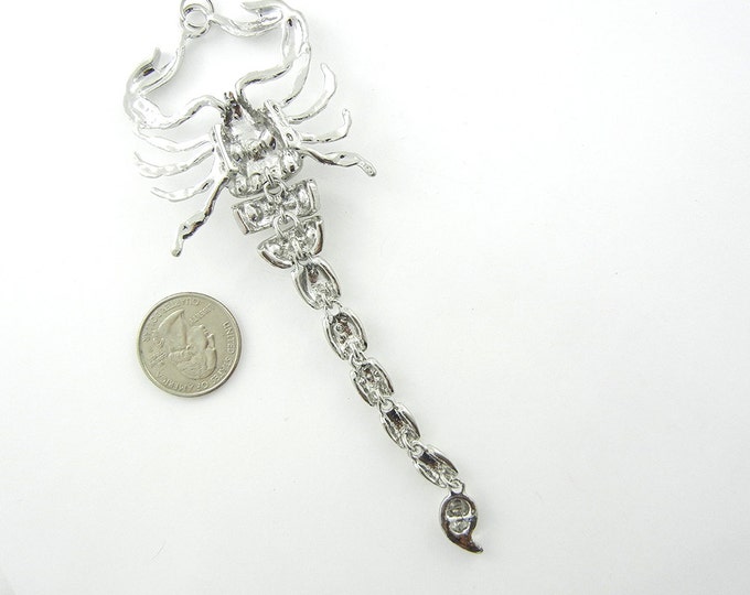 Scorpion Pendant Large Double Link Articulated Silver-tone