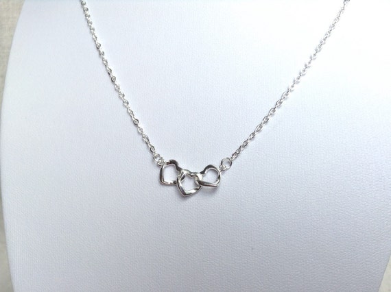 Three Interlocking Hearts Necklace Heart Necklace Bridal