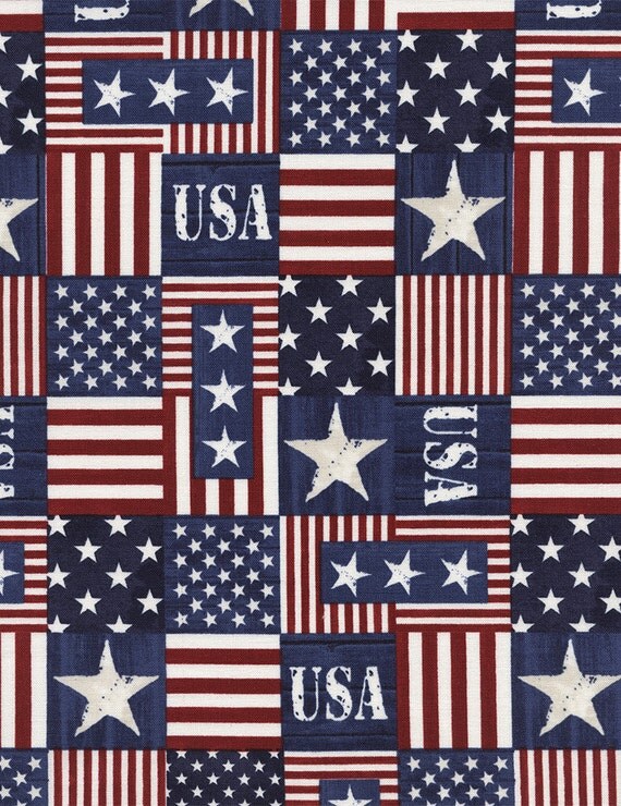 American Flag Patchwork Patriotic fabric Cotton Quilt fabric