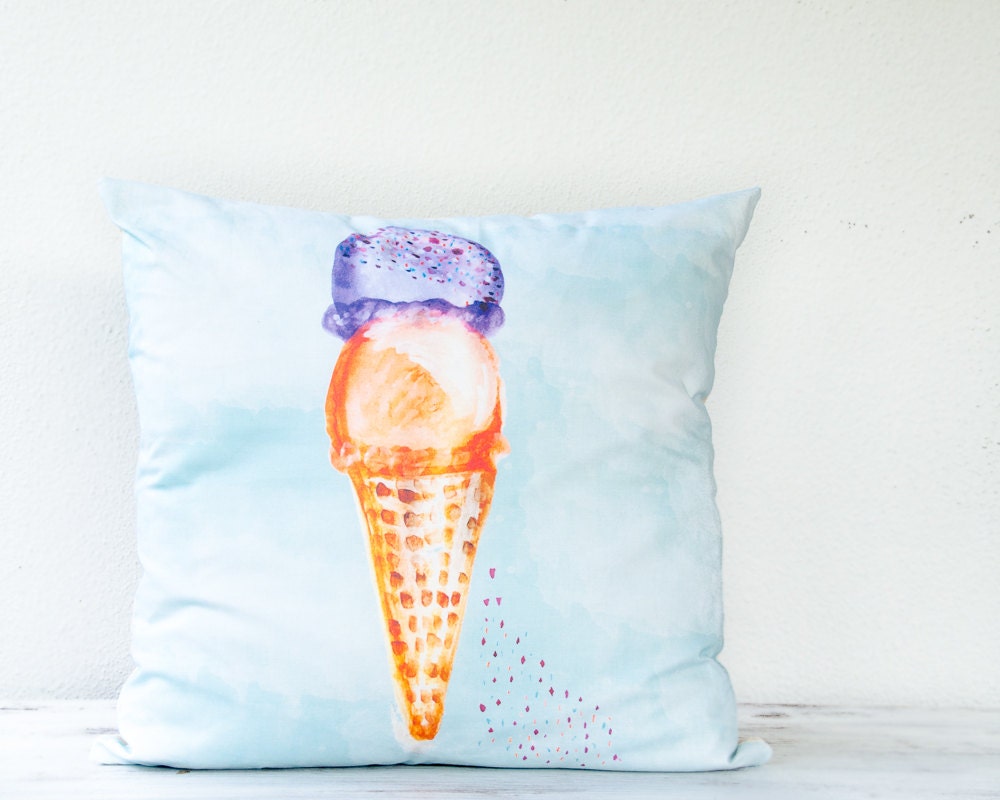 Sweet decorative pillow cover ice cream hand painted by SMboutique