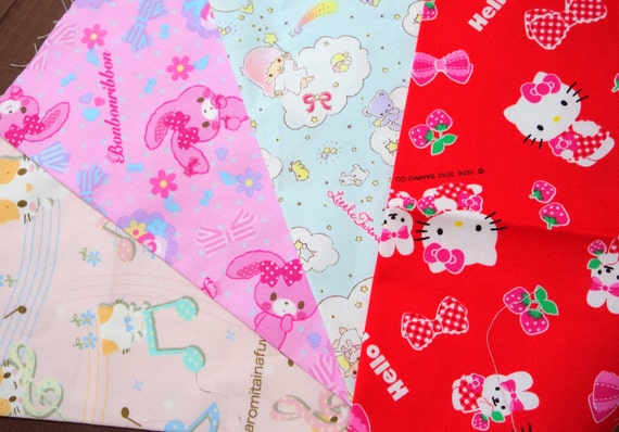 Sanrio fabric Hello Kitty Kiki lala Sugar bunnies fabric