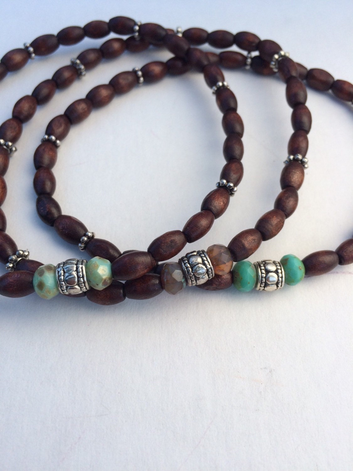 Boho wood anklet