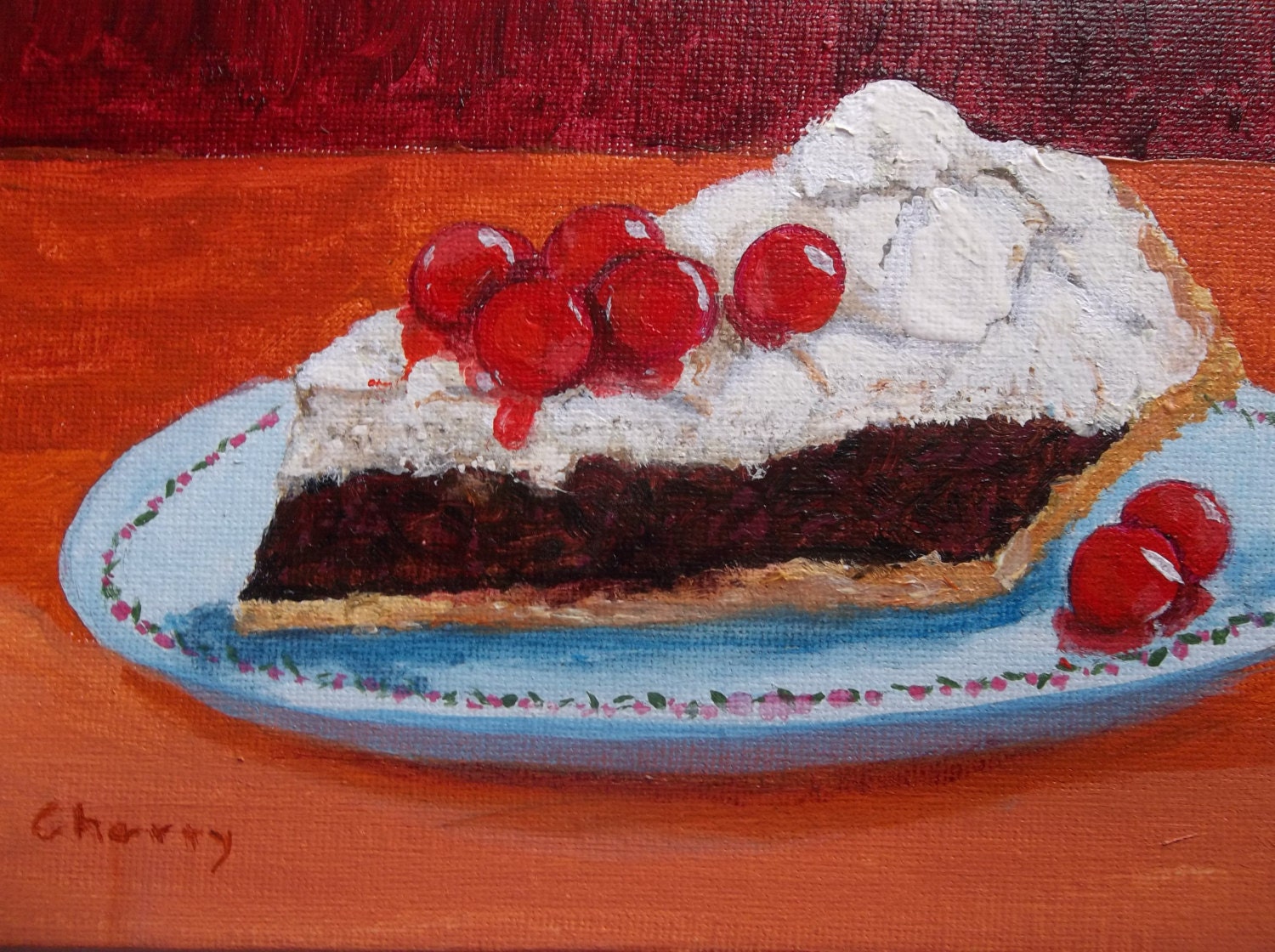 Food Art Cherry Dessert Painting Painting Of Dessert Pastry