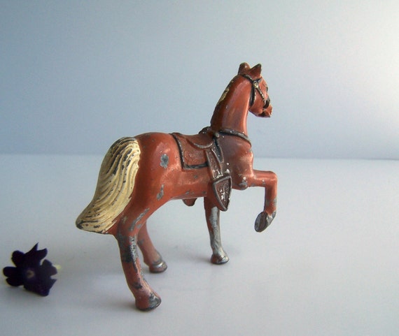 Vintage Painted Tin Toy Horse 1950s Metal Toy by papercherries