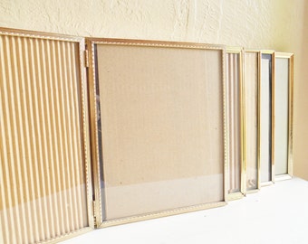 5 Folding 8x10 Gold Metal Picture Frames with Glass Wedding Decor Family Pictures