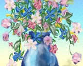 ACEO Orig  Digital Painting Vase of Flowers