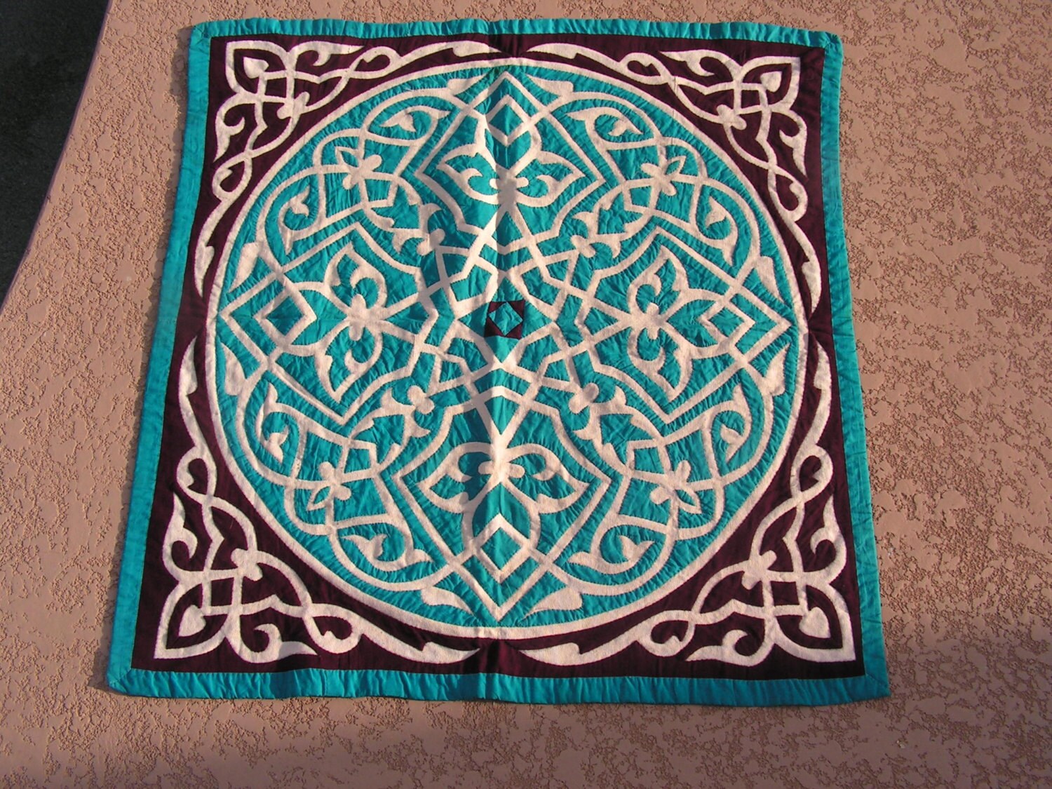 Reverse Applique Fabric Wall Art Hanging Vintage Sampler Small