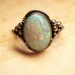 Reserved for Coll LARGE Stone Opal Modernist Ring Gorgeous colors size 7 3/4 vintage sterling silver jewelry