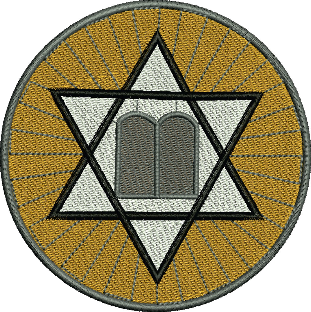 Jewish Star and 10 Commandments machine embroidery by Queenoflace