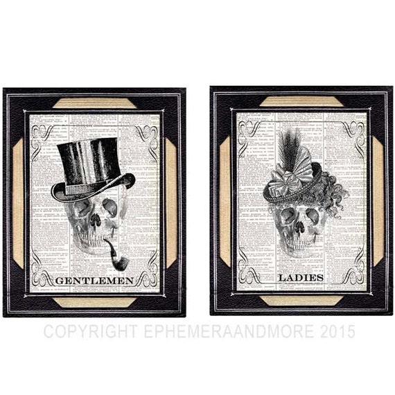 Bathroom Sign Game bathroom sign skull gentleman and skull lady on upcycled Bathroom Sign Game bathroom sign skull gentleman and skull lady on upcycled