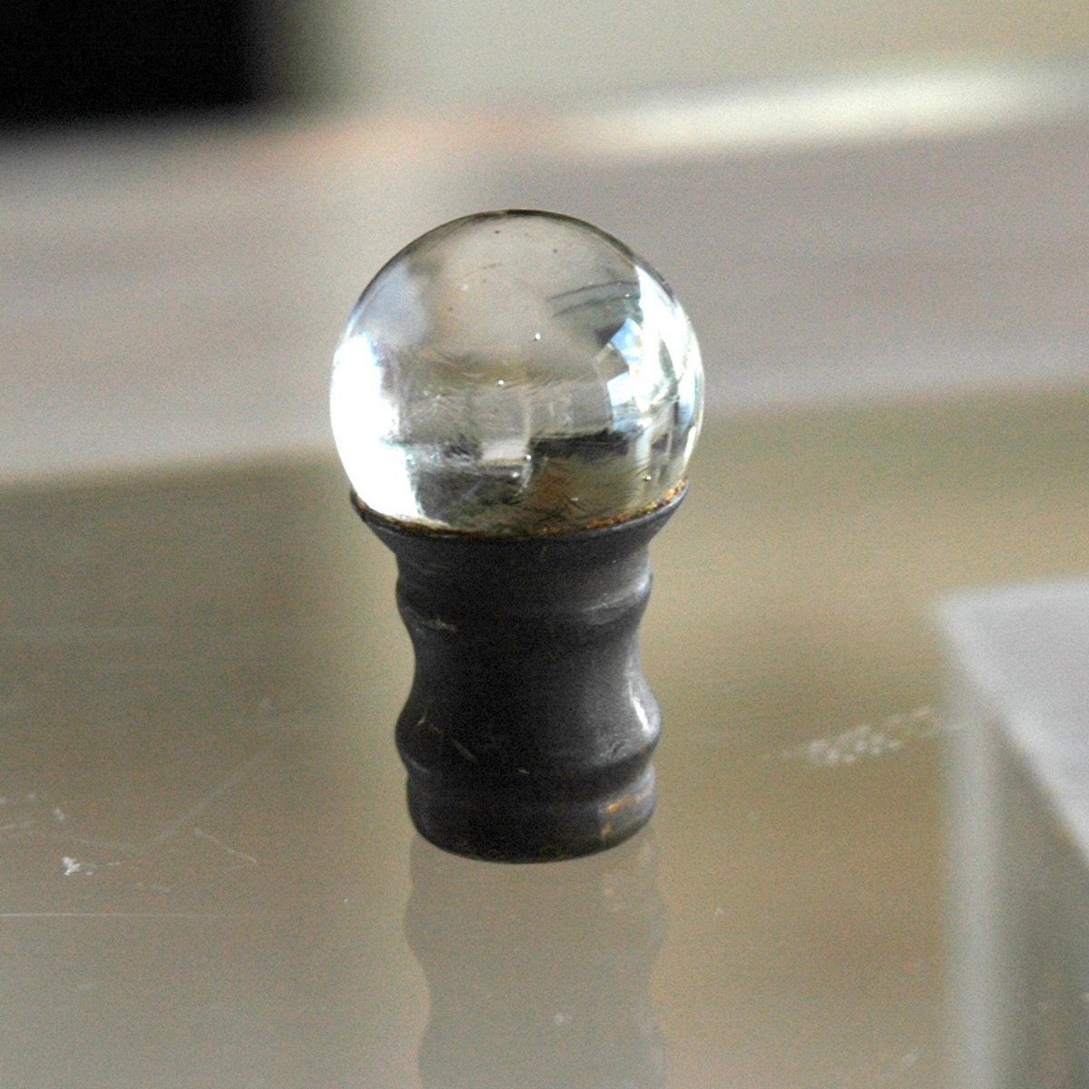 Vintage Blown Glass Ball Finial Light Fixture Lamp Topper