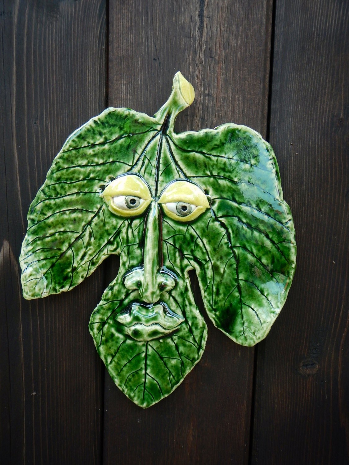 Fig Leaf Ceramic MaskGreen Leaf maskGarden decor