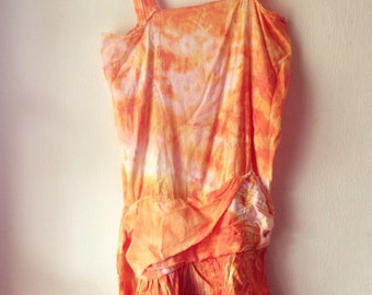Flapper Dress 1920's. Upcycled Hand Dyed Flapper Style Dress. Eco Friendly Tank Dress. Eco Friendly. Upcycled Clothing. Orange Dress