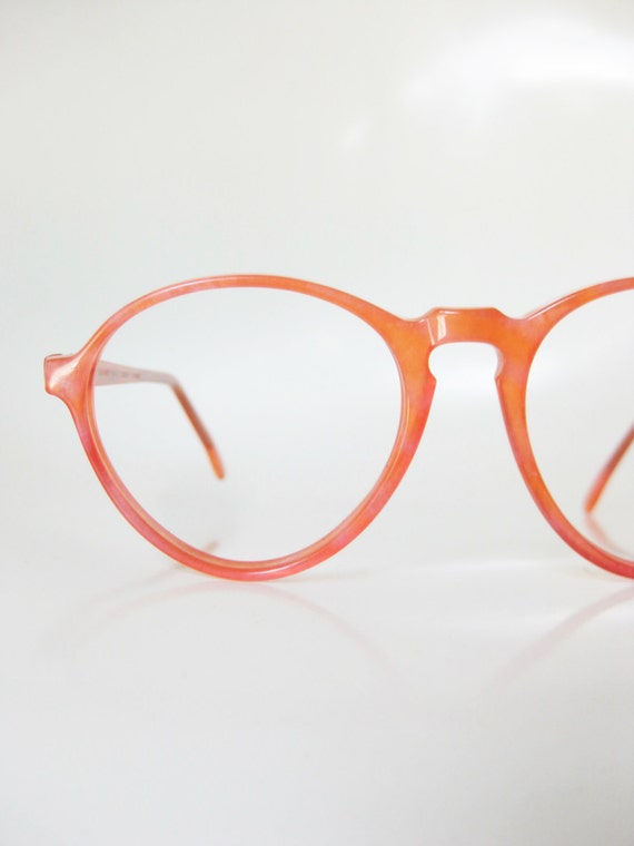 Neon Pink Eyeglasses 1960s Jean Lafont Glasses Peach Bright