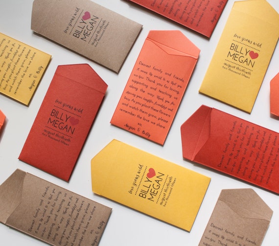 Colorful Seed Packet Wedding Favor Envelopes Many by Megmichelle