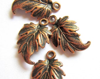 16 leaf charms copper earring dangles pendants drops jewelry making pendants 19mm x 12mm A1192 CC2