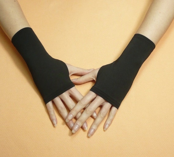 Items similar to Short Black Fingerless Gloves Thin Rockabilly