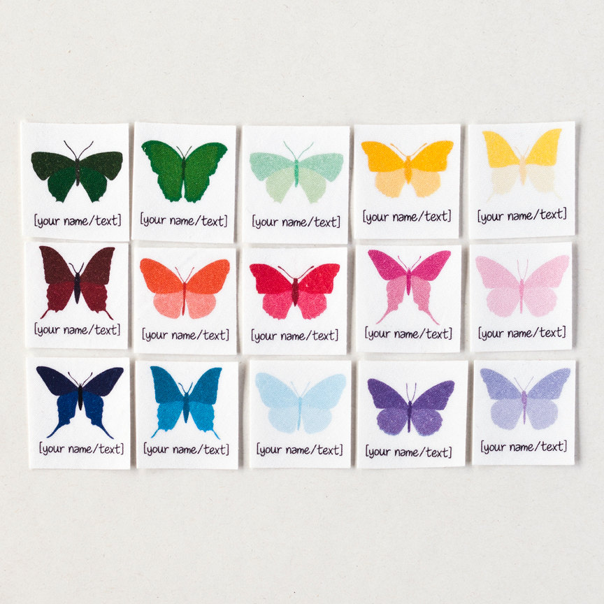 75 name tags with colorful butterflies personalized iron on