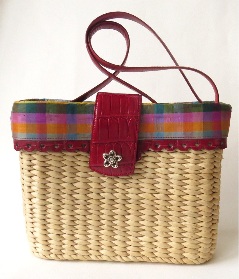 vintage woven handbag