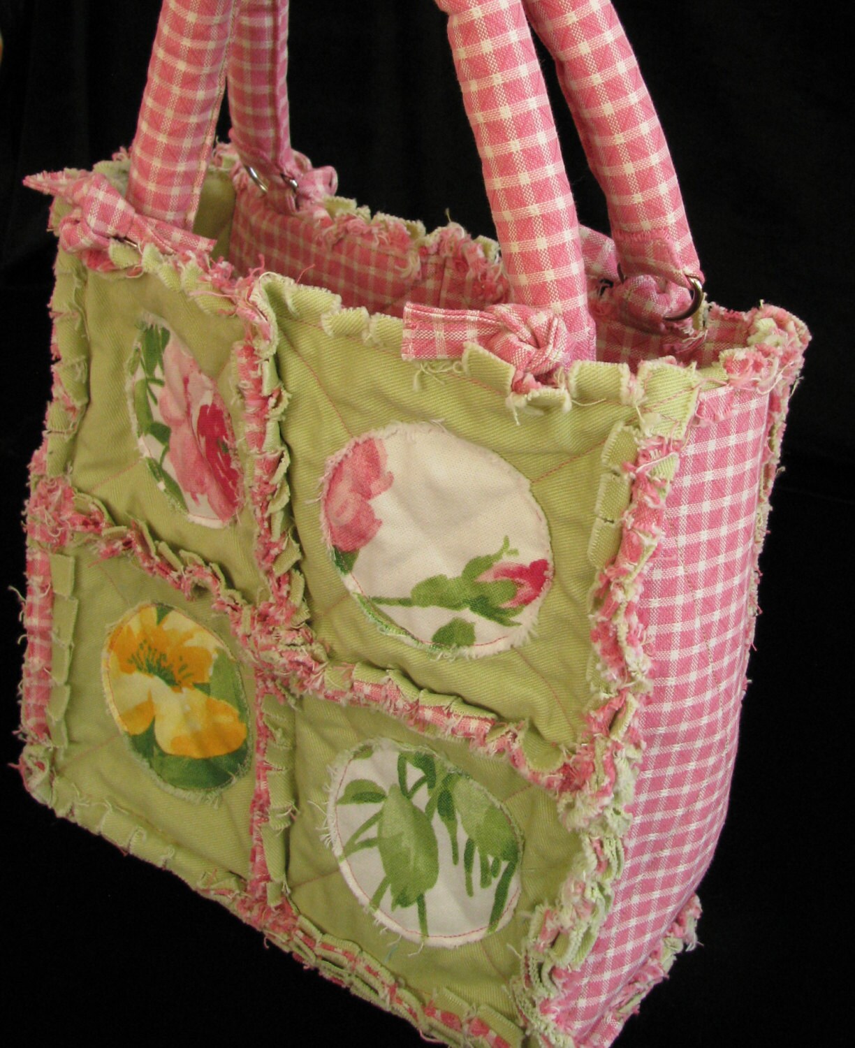 Spring Summer Quilted Charm Square Purse Tote in Soft by OldRaven