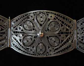 Sterling Silver Etruscan Filigree Bracelet, Delicate Thread Filigree