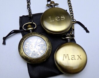 Custom Engraving service for Pocket Watches - Add on with watch purchase only - For solid case backs only (Personalized Gifts)