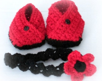Origami Booties and Braided Headband with Flower