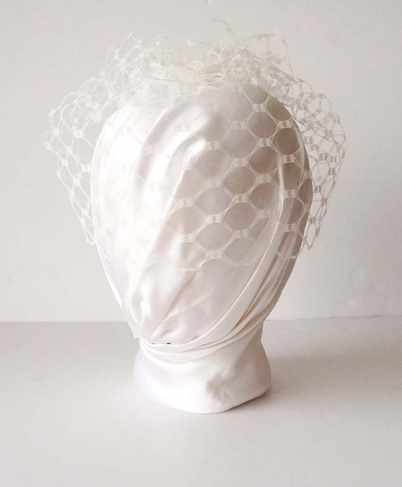 Ivory Modern Birdcage Veil Wedding Bridal Veil by DistinctiveVeils