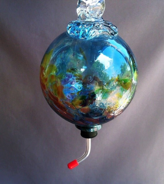 hand blown art glass hummingbird feeder hand blown art glass hummingbird feeder