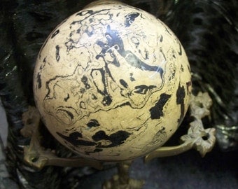 Vintage Decorator Item Suggestion Duck Pin Bowling Ball Black And Tan Swirl Pattern Design Collectible